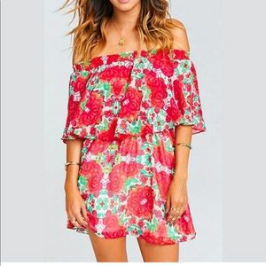 SHOW ME YOUR MUMU Floral Off the Shoulder Casita Mini Dress Size Small